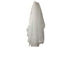 White Flower Bride Veil Short Bridal Flower Pearl Veil with Hair Comb